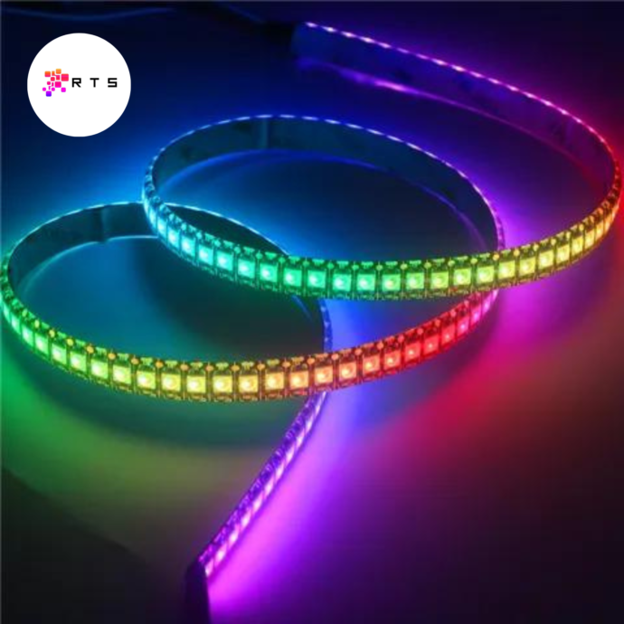 rgb color led strip with black background