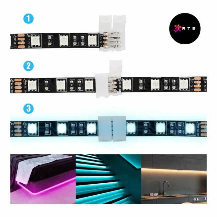 4 Pin LED Strip Connector installed in bedroom , Kitchen, Stairs